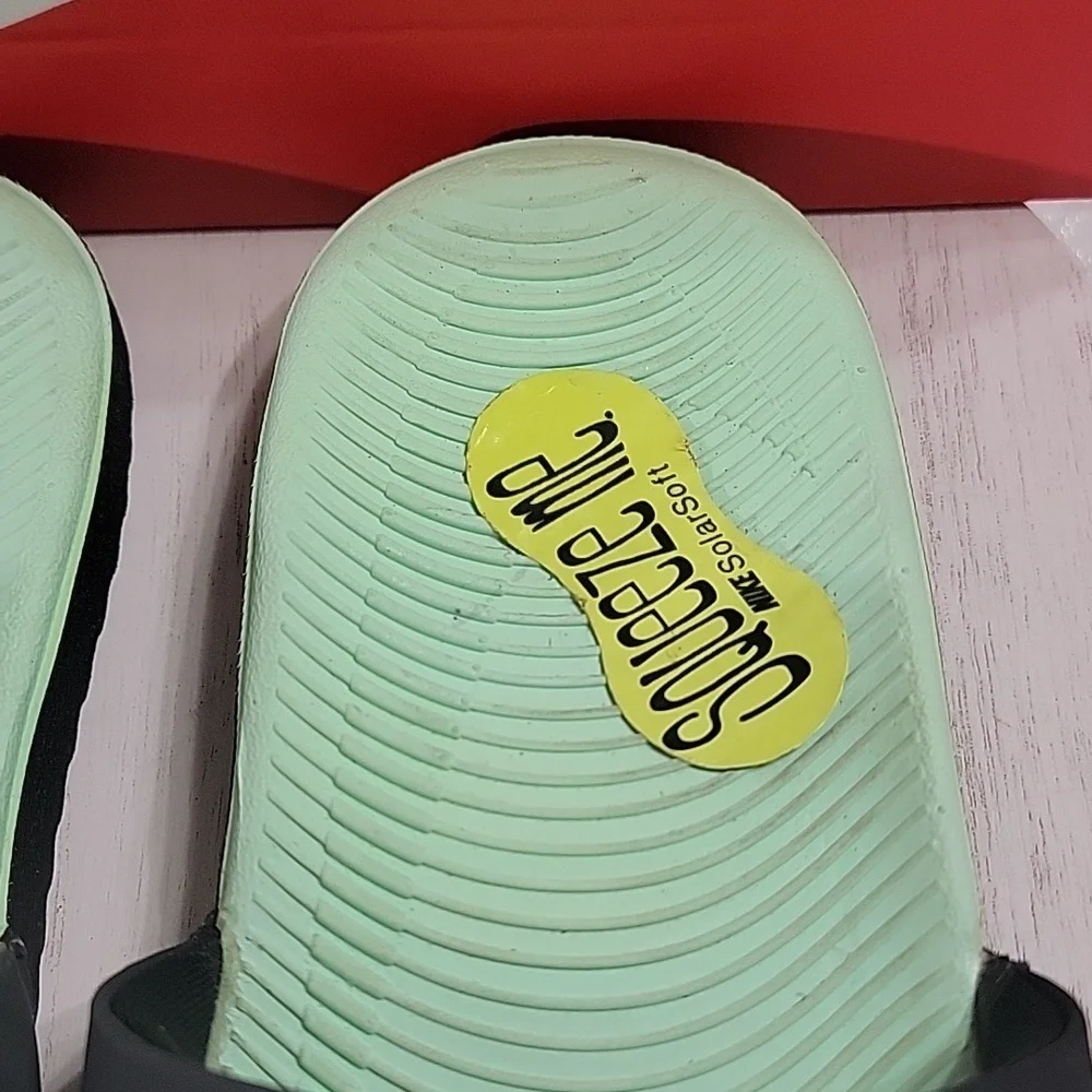 Nike Kawa Slide Black Mint Bronze Girls Size 13 New